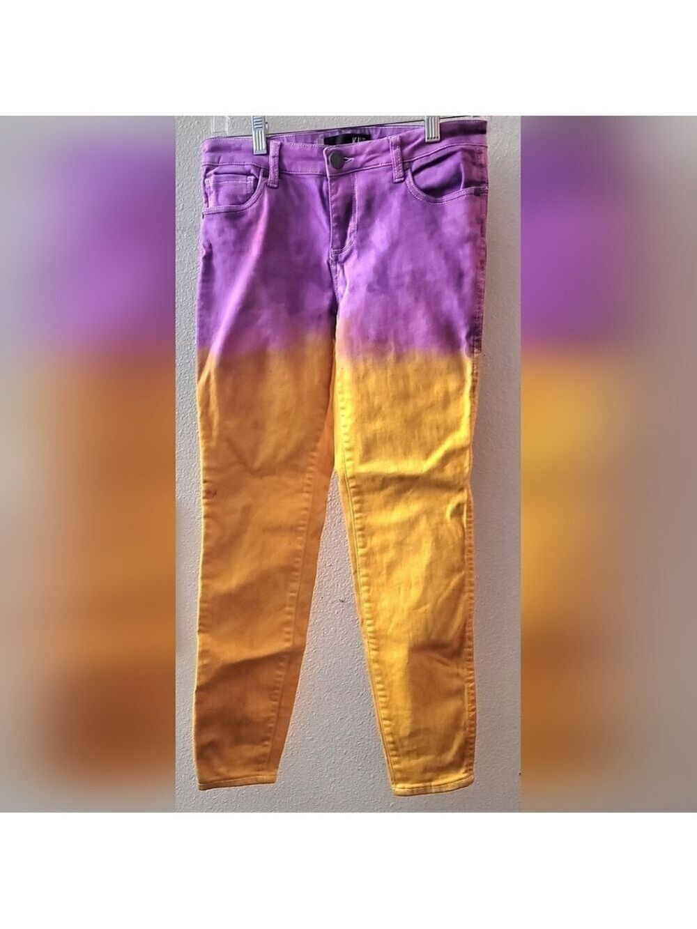Kut Kloth Tie-dye Ombre Pants Purple Yellow Sz 4